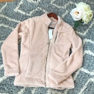 New Calvin Klein textured faux fur front zip up